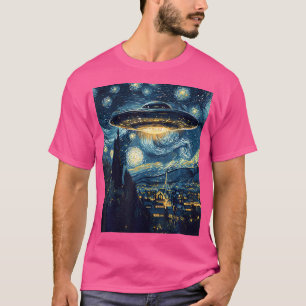 Camiseta Ufo Aliens Volando Saucer - Estilo Van Gogh - Star