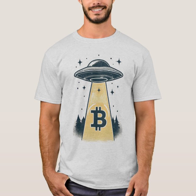 Camiseta UFO Bitcoin - Criptomoneda divertida y peculiar (Anverso)