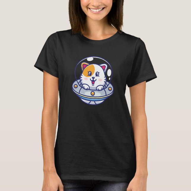 Camiseta Ufo Cats I Cat Cute Kitten Spaceship Space Kids (Anverso)