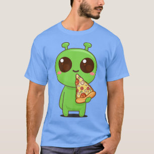 Camiseta Ufo Comiendo Pizza Funny Kawaii Alien Manga Japone