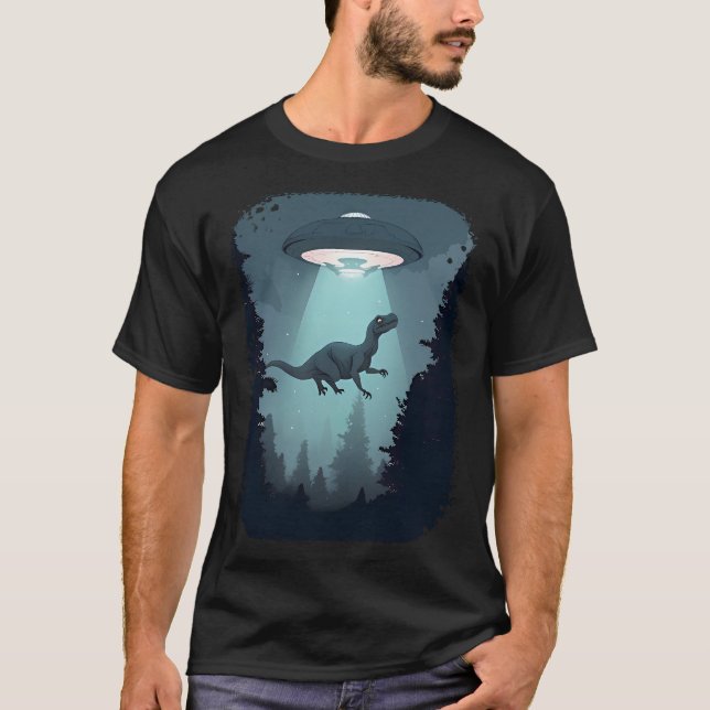 Camiseta UFO de dinosaurio espacial (Anverso)