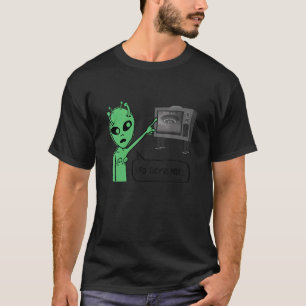 Camiseta Ufo Están Aquí Alien Apuntando A La nave espacial 