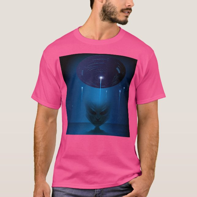 Camiseta Ufo Invade A La Ciudad De Wireframe (Anverso)