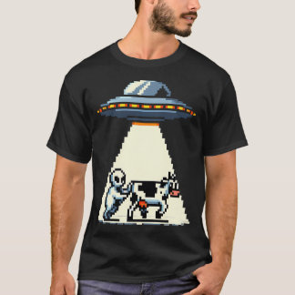 Camiseta Ufo Secuestro de vacas, arte de piano