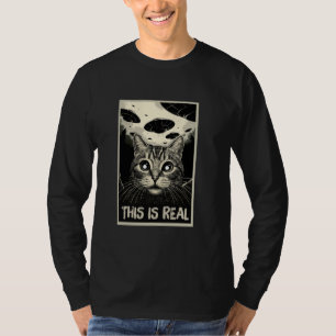 Camiseta Ufo selfie extraño gracioso selfie gato asustado
