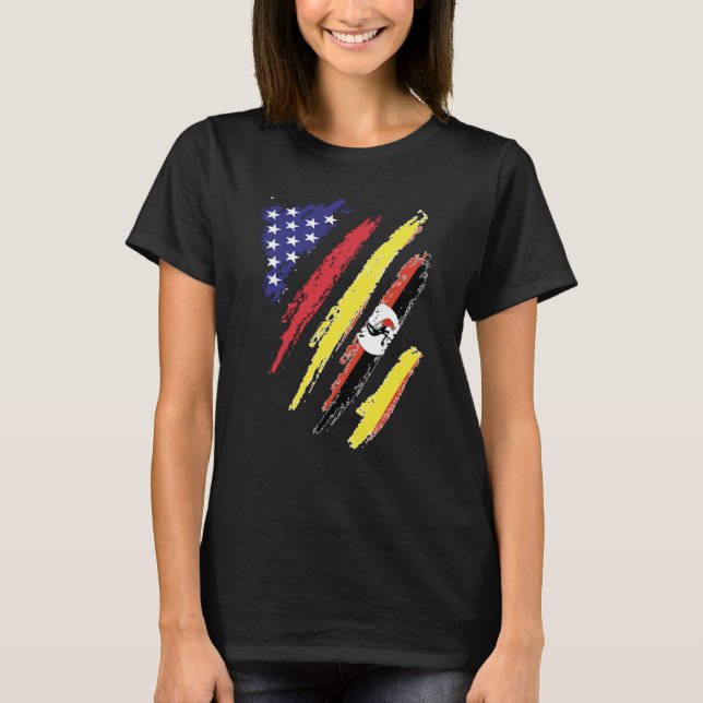Camiseta Uganda Bandera estadounidense cultivada Patrimonio (Anverso)