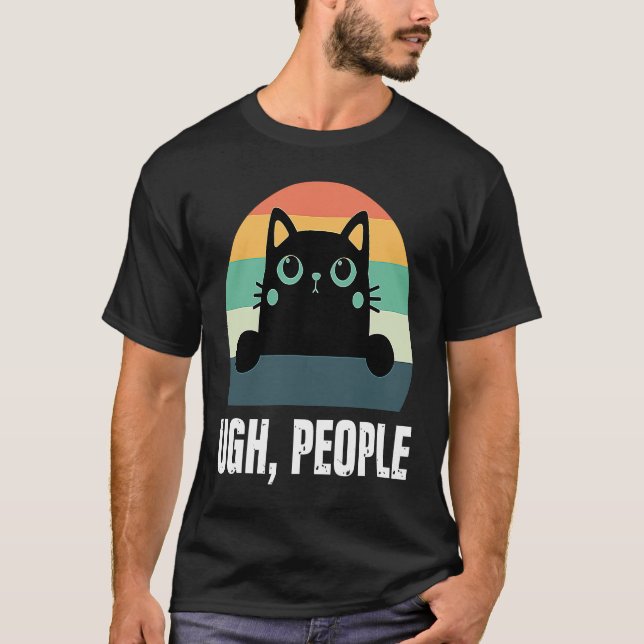 Camiseta Ugh People Black Cat Retro Style Anti Social Intro (Anverso)