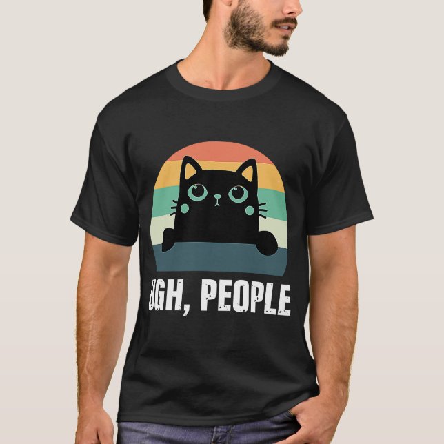 Camiseta Ugh People Black Cat Retro Style Anti Social Intro (Anverso)