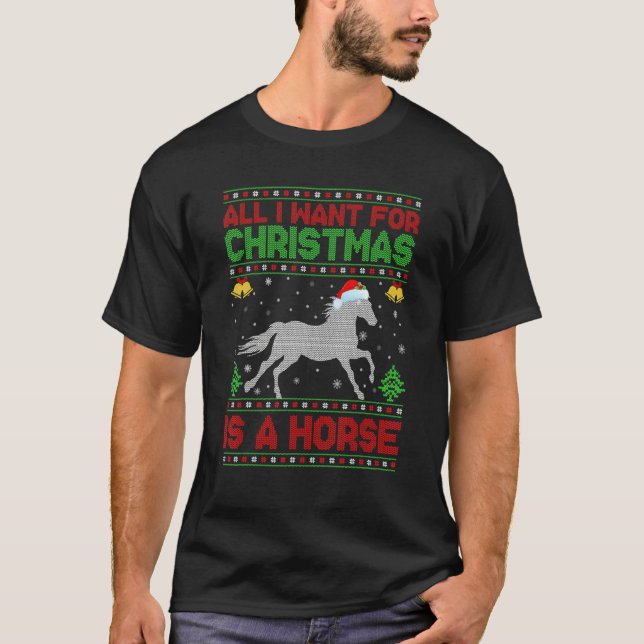 Camiseta Ugly All I Want For Christmas Is A Horse (Anverso)