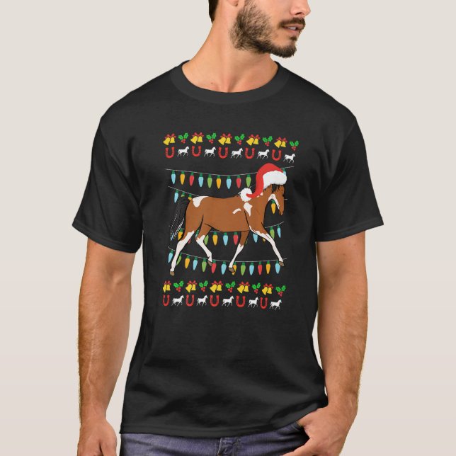 Camiseta Ugly Christmas horse rider equestrian Christmas (Anverso)