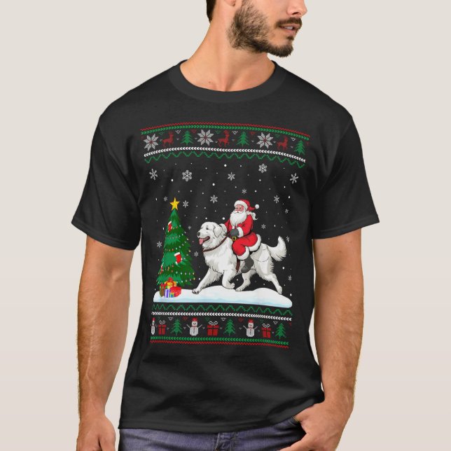 Camiseta Ugly Christmas Tree Lights Santa Riding Great Pyre (Anverso)