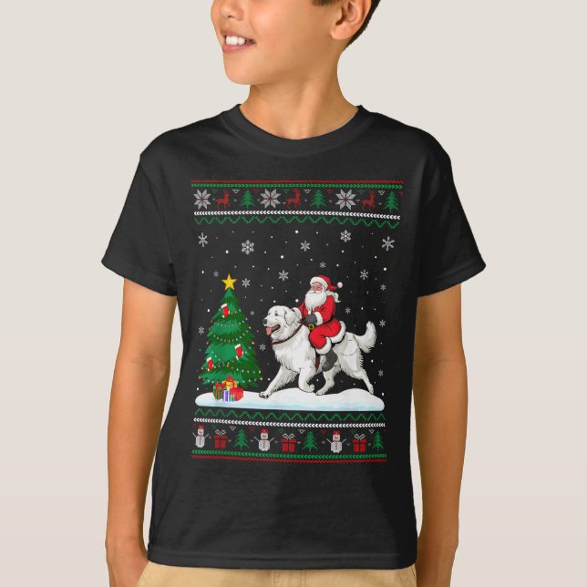 Camiseta Ugly Christmas Tree Lights Santa Riding Great Pyre (Anverso)