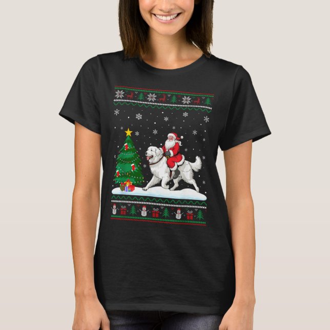 Camiseta Ugly Christmas Tree Lights Santa Riding Great Pyre (Anverso)