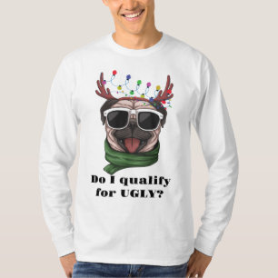 Camiseta Ugly Dog Face String Luces Gafas de sol Antílices