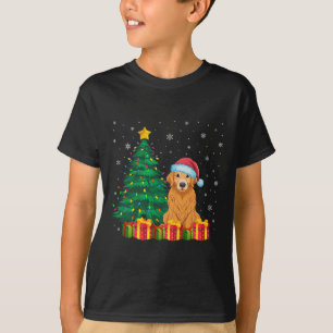 Camiseta Ugly Golden Retriever Santa Hat Navidades Luces D
