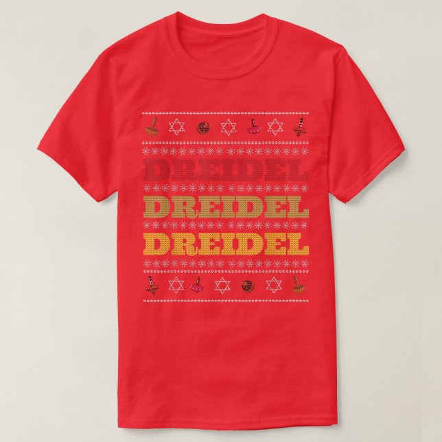 Camiseta Ugly Hanukkah Dreidel Dreidel Dreidel Song  (Diseño del anverso)