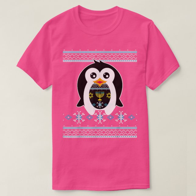Camiseta Ugly Hanukkah Kawaii Penguin (Diseño del anverso)