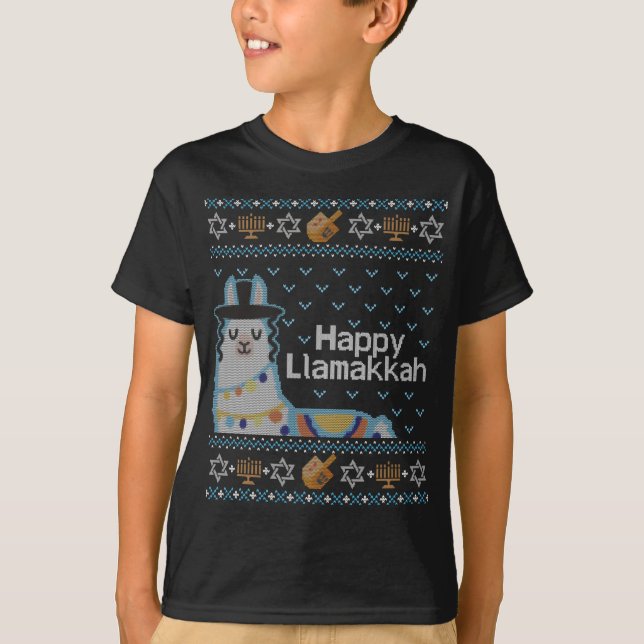 Camiseta Ugly Hanukkah Llama Llamakkah (Anverso)