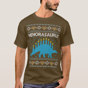 Camiseta Ugly Hanukkah Sweater, Menorasaurus, Jewish Dinosa