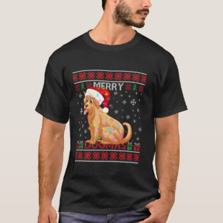 Camiseta Ugly Merry Dogmas Golden Retriever Dog Santa Hat L
