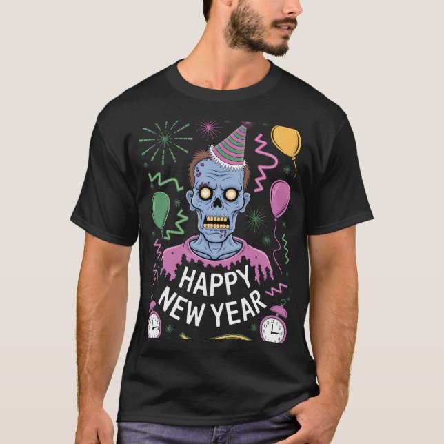 Camiseta Ugly New Year Zombie Party Disaster (Anverso)