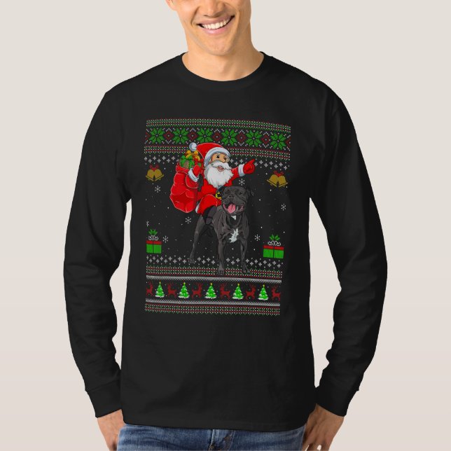 Camiseta Ugly Santa Riding Staffordshire Bull Terrier Dog C (Anverso)