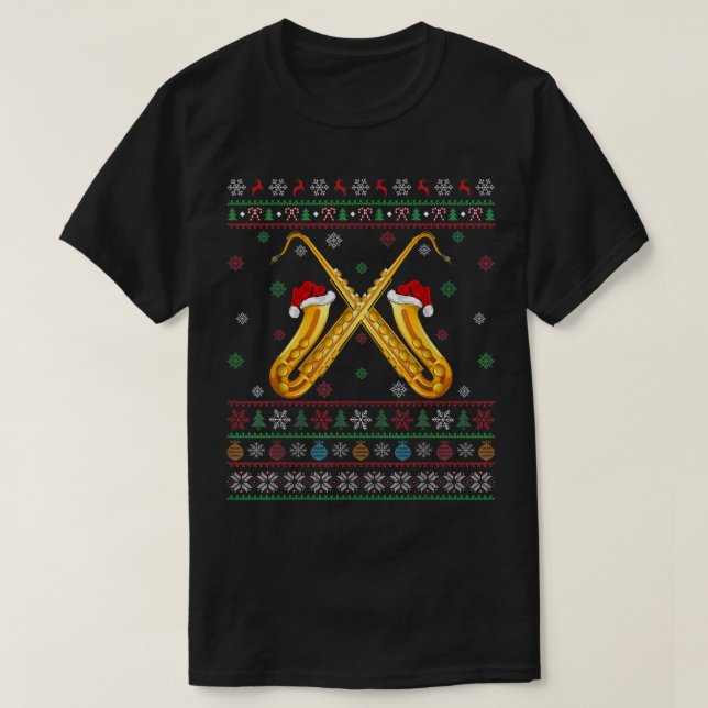 Camiseta Ugly Saxophone Music Lover Matching Saxophone Chri (Diseño del anverso)