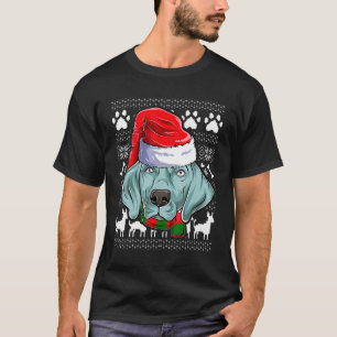 Camiseta Ugly Weimaraner Santa Claus Xmas Navidades de ropa