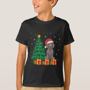 Camiseta Ugly Weimaraner Santa Hat Navidades ilumina el amo