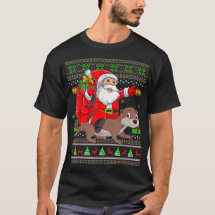 Camiseta Ugly Xmas Funny Santa Claus Riding Sea Otter Chris
