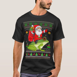 Camiseta Ugly Xmas Funny Santa Claus Riding Tree Frog Chris