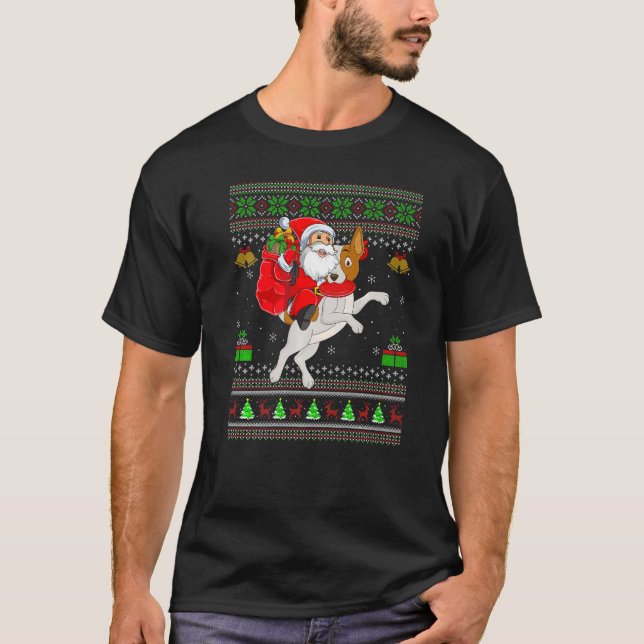 Camiseta Ugly Xmas Santa Riding Weimaraner Dog Christmas (Anverso)