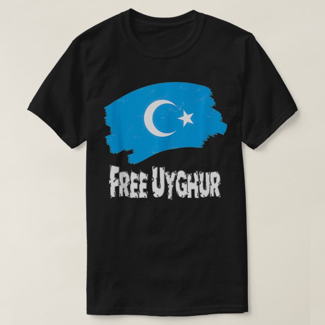 Camiseta Uigur libre con bandera uigur  (Diseño del anverso)