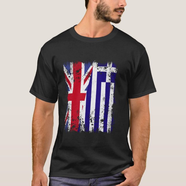 Camiseta UK Greece Half Flag British Greek Flag Hellas Heri (Anverso)