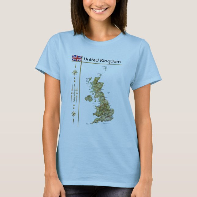 Camiseta UK Mapa + Bandera + Título (Anverso)