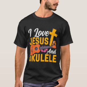 Camiseta ukelele hawaiano Uke Jesús Fe cristiana Yo amo