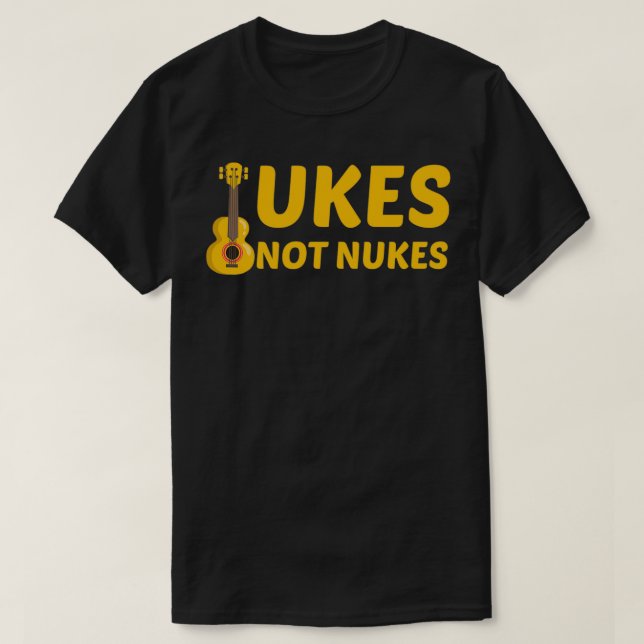 Camiseta Ukes No Nukes Funny Jugador De Guitarra Ukulele (Diseño del anverso)