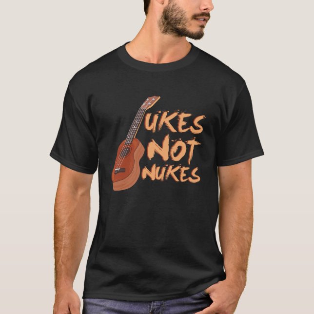 Camiseta Ukes No Nukes Ukulele Gunny Guitar (Anverso)