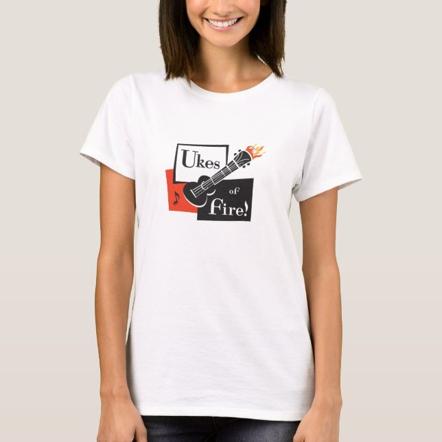 Camiseta Ukes of Fire!, Ladies Ringer T (Anverso)