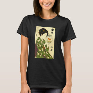 Camiseta Ukiyo-e Geisha Kimono Kanji Zen Arte Japonés Gato 
