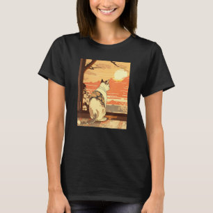 Camiseta Ukiyo e Kanagawa Gato Vintage Tatuaje Japonés Gráf