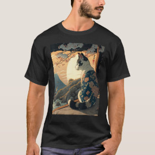 Camiseta Ukiyo e Kanagawa Gato Vintage Tatuaje Japonés Gráf