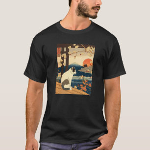 Camiseta Ukiyo e Kanagawa tatuaje japonés vintage gato gráf