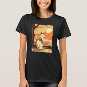 Camiseta Ukiyo e Kanagawa tatuaje japonés vintage gato gráf