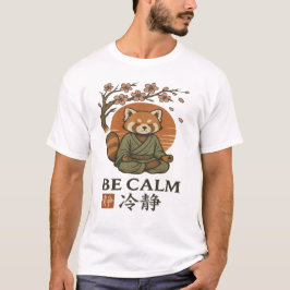 Camiseta ukiyo-e Panda Rojo- Sé CALMO meditación Zen japone