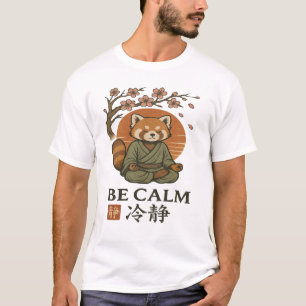 Camiseta ukiyo-e Panda Rojo- Sé CALMO meditación Zen japone