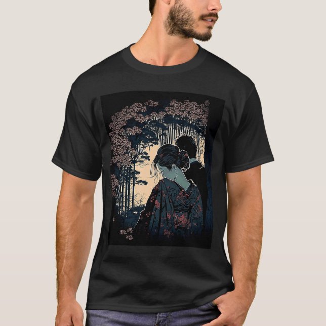 Camiseta Ukiyo E Retro Diseño Japonés Romance Amor Durante (Anverso)