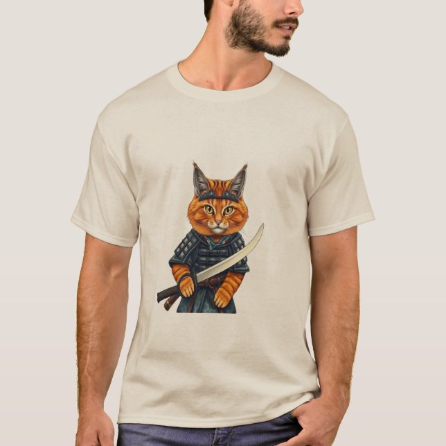 Camiseta Ukiyo-e Samurai Cat - The Great Wave of Cats Japan (Anverso)