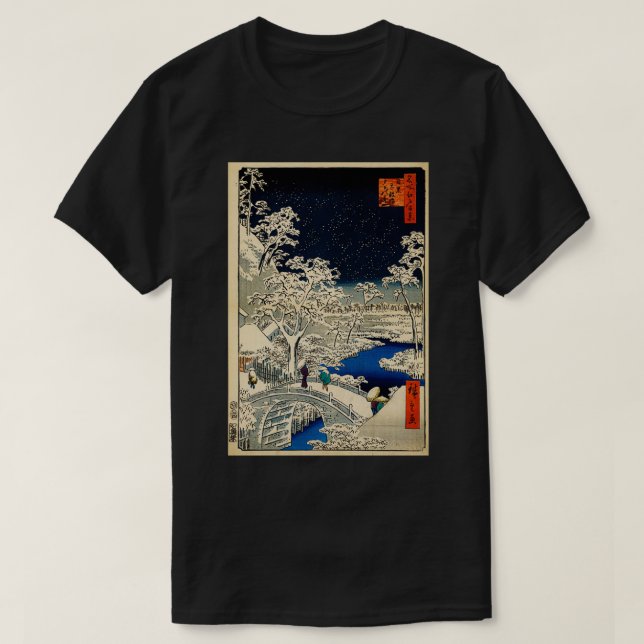 Camiseta Ukiyoe Ando Hiroshige Yuhi Hill y Drum Bridg (Diseño del anverso)