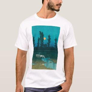 Camiseta ukiyoe hasui No52 Luna de la tarde sobre Nakanosim